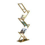 Modern Chrome Space Saving 52 Inch Bookshelf With 4 Tier-Furniture,Magazine Racks,Office Furniture