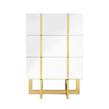 White 3 Drawers Chest Modern Accent Cabinet for Storage Stainless Steel Gold-Richsoul-Cabinets & Chests,Furniture,Living Room Furniture