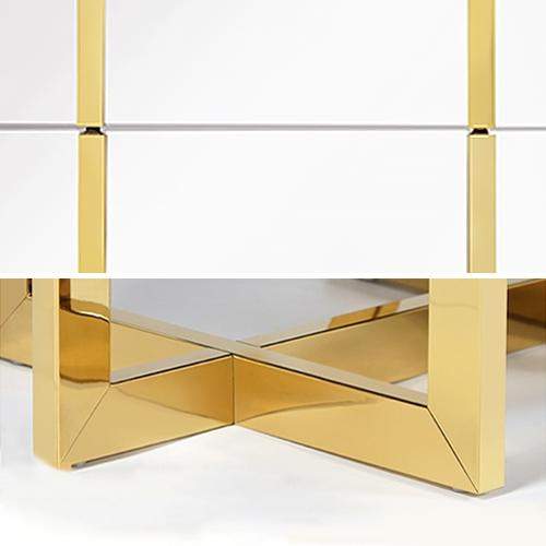 White 3 Drawers Chest Modern Accent Cabinet for Storage Stainless Steel Gold-Richsoul-Cabinets & Chests,Furniture,Living Room Furniture