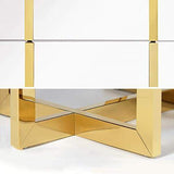 White 3 Drawers Chest Modern Accent Cabinet for Storage Stainless Steel Gold-Richsoul-Cabinets & Chests,Furniture,Living Room Furniture