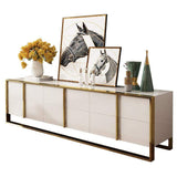 Zack White 78" TV Stand Modern Gold Media Console with 6-Drawer & Glass Top-Richsoul-Furniture,Living Room Furniture,TV Stands