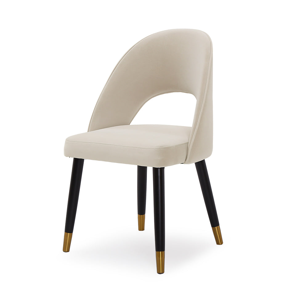 Modern Upholstered Light Gray Dining Chair Velvet Side Chairs Set of 2