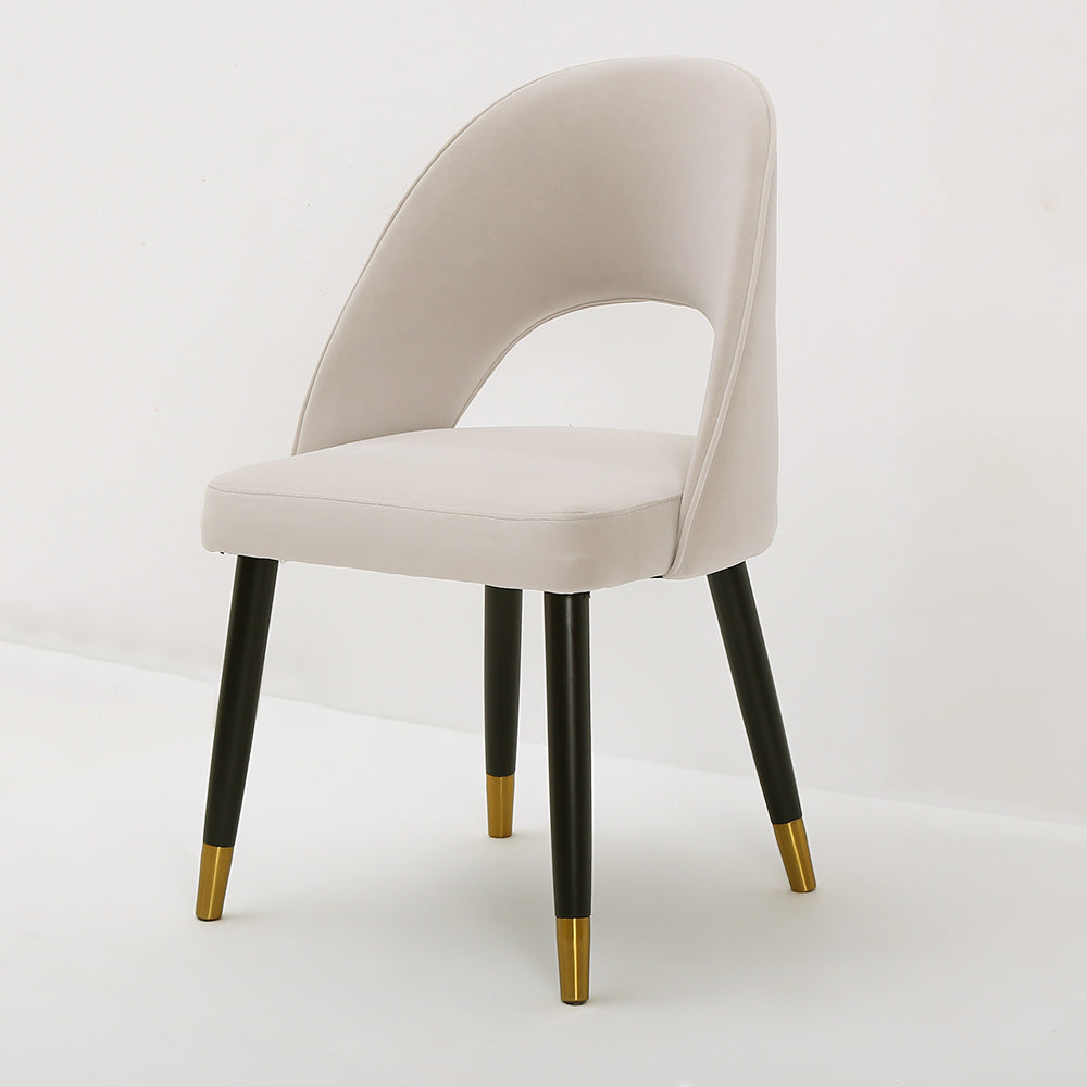 Modern Upholstered Light Gray Dining Chair Velvet Side Chairs Set of 2