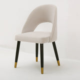 Modern Upholstered Light Gray Dining Chair Velvet Side Chairs Set of 2