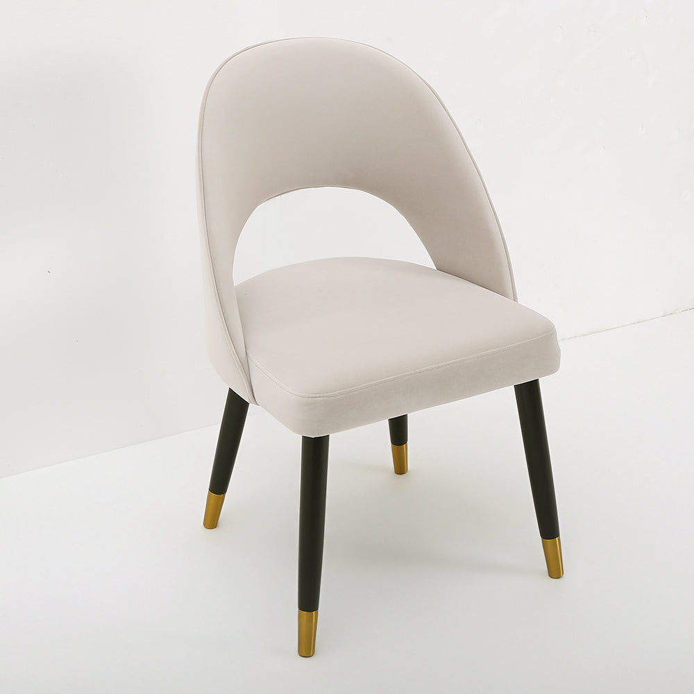 Modern Upholstered Light Gray Dining Chair Velvet Side Chairs Set of 2