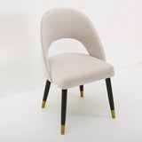 Modern Upholstered Light Gray Dining Chair Velvet Side Chairs Set of 2
