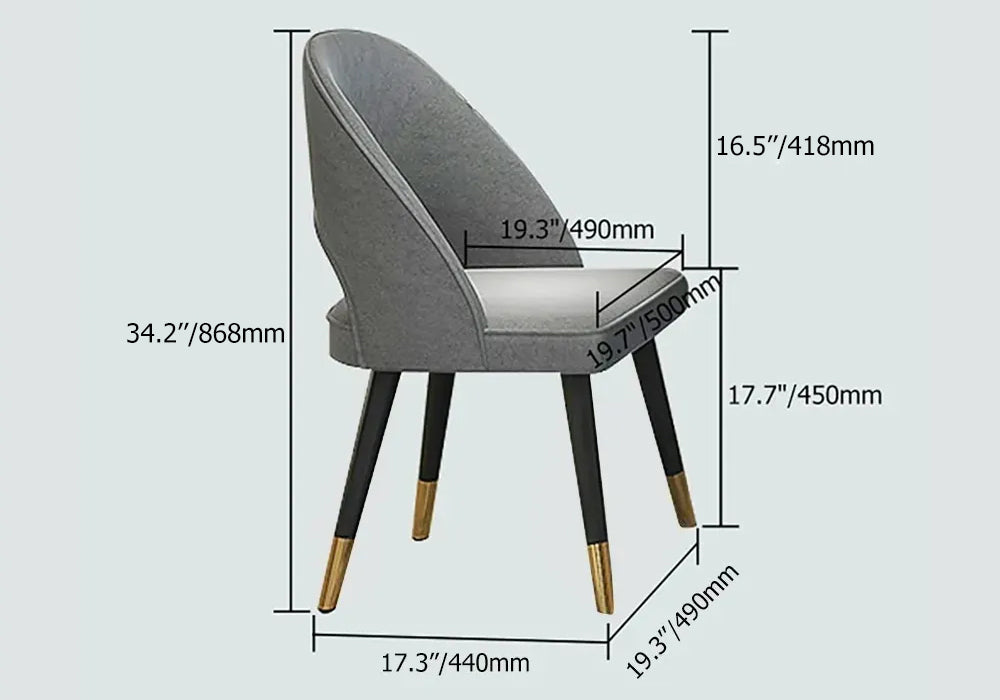 Deep Gray Dining Chair Upholstered Velvet Side Chairs Set of 2