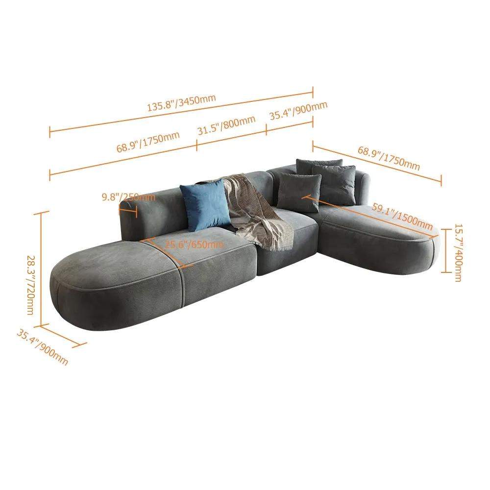 104.3'' L-Shaped Sectional Corner Modern Modular Sofa with Pillows in Gray-Richsoul-Furniture,Living Room Furniture,Sectionals