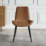Modern Brown Dining Chair Set of 2 PU Leather Upholstered Side Chair