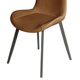 Modern Brown Dining Chair Set of 2 PU Leather Upholstered Side Chair