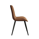 Modern Brown Dining Chair Set of 2 PU Leather Upholstered Side Chair