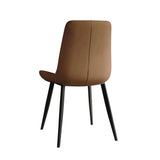 Modern Brown Dining Chair Set of 2 PU Leather Upholstered Side Chair