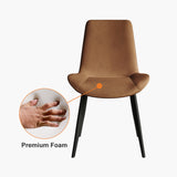 Modern Brown Dining Chair Set of 2 PU Leather Upholstered Side Chair