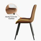 Modern Brown Dining Chair Set of 2 PU Leather Upholstered Side Chair
