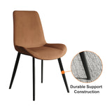Modern Brown Dining Chair Set of 2 PU Leather Upholstered Side Chair