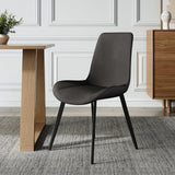 Modern Gray Upholstered Dining Chairs PU Leather Set of 2