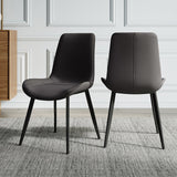 Modern Gray Upholstered Dining Chairs PU Leather Set of 2