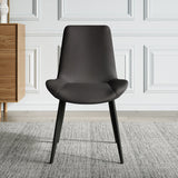 Modern Gray Upholstered Dining Chairs PU Leather Set of 2