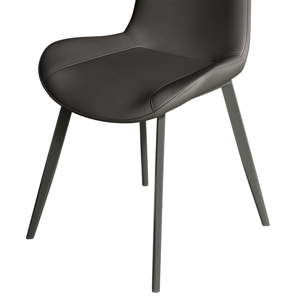 Modern Gray Upholstered Dining Chairs PU Leather Set of 2