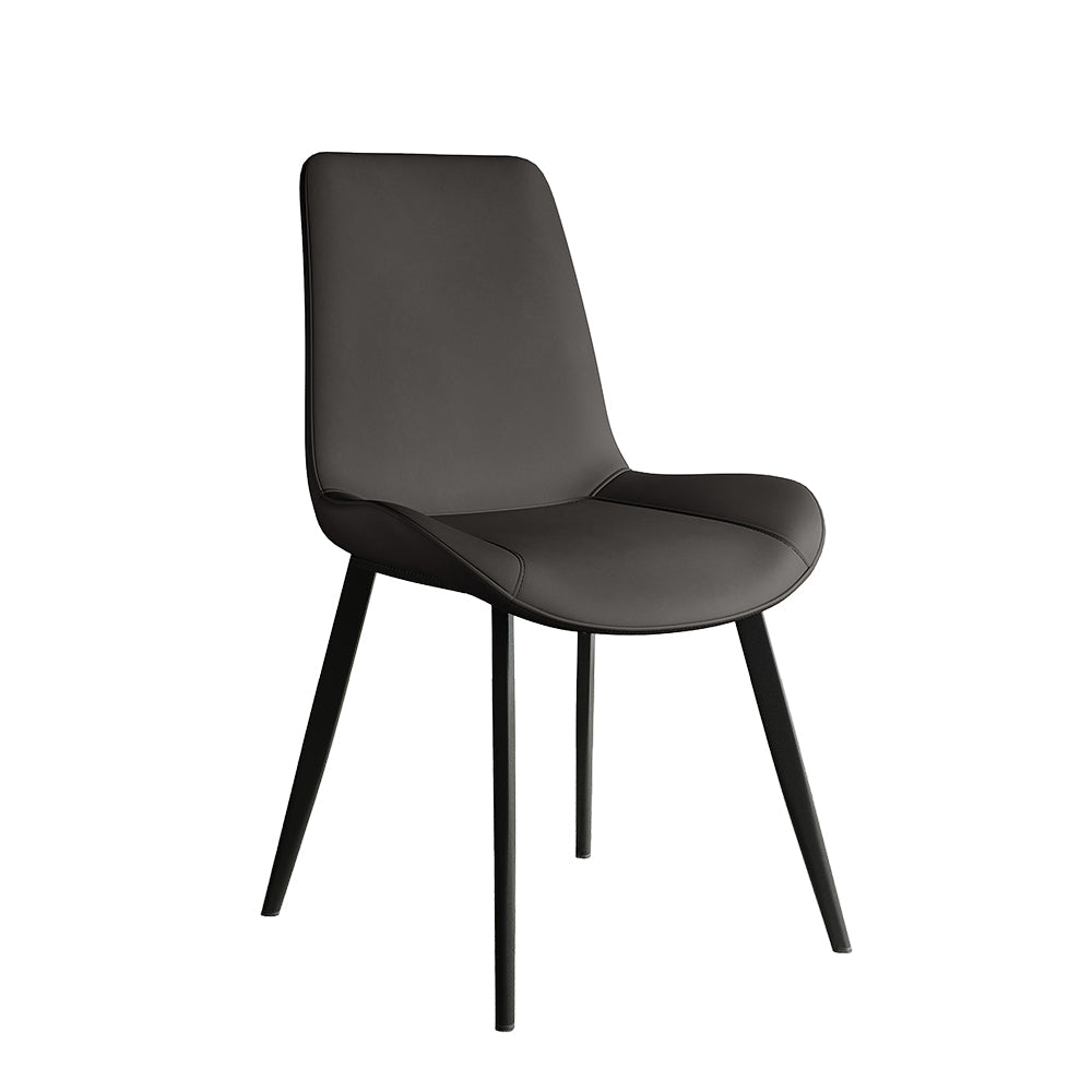 Modern Gray Upholstered Dining Chairs PU Leather Set of 2