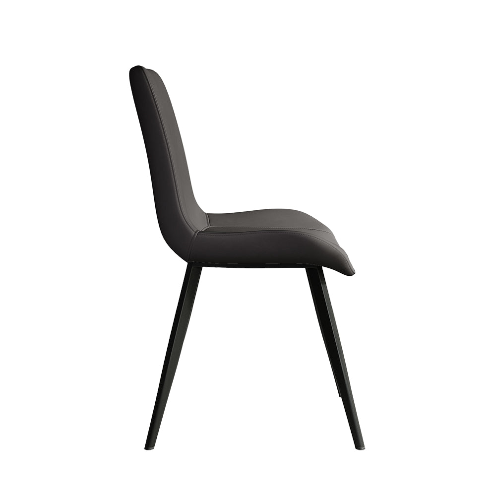 Modern Gray Upholstered Dining Chairs PU Leather Set of 2