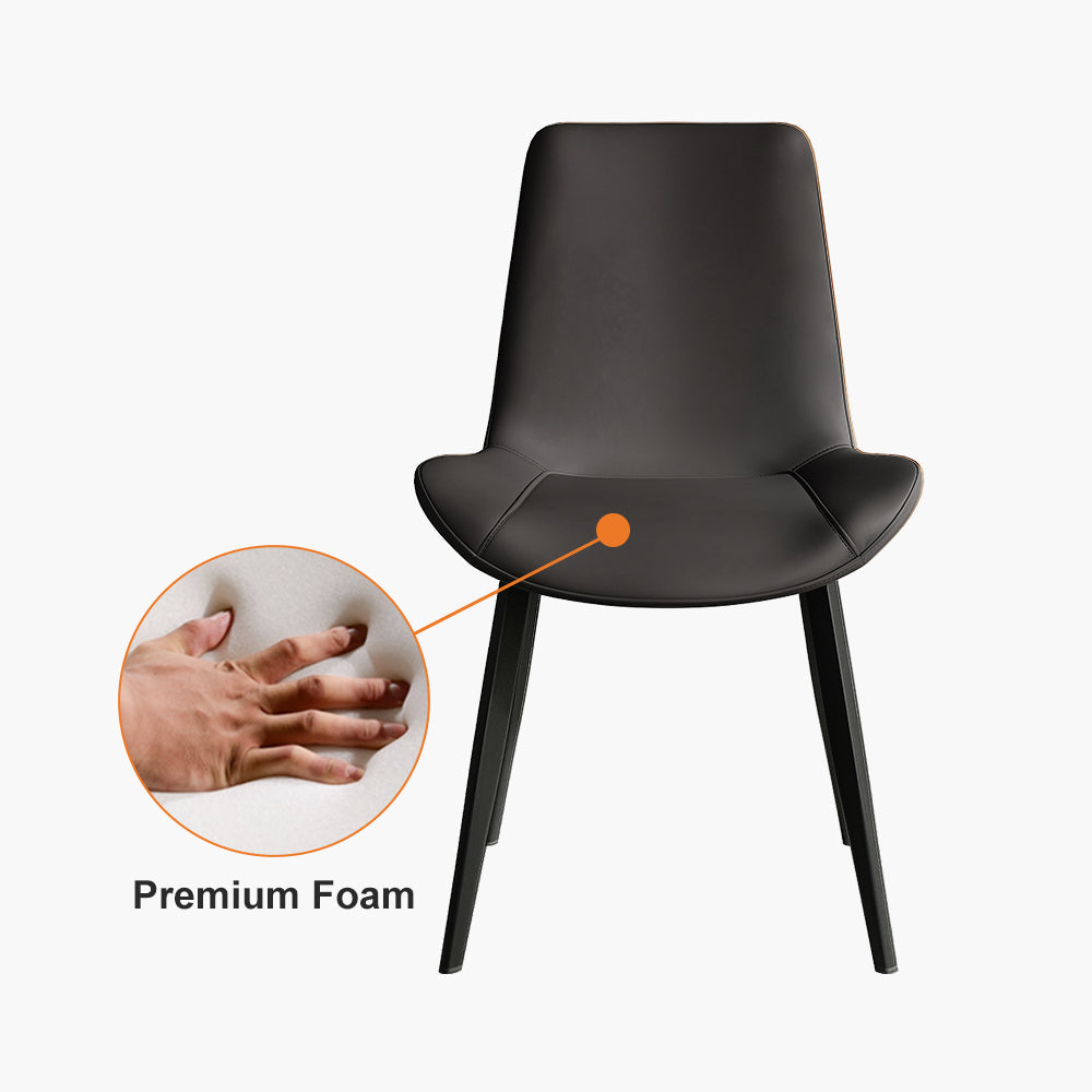 Modern Gray Upholstered Dining Chairs PU Leather Set of 2