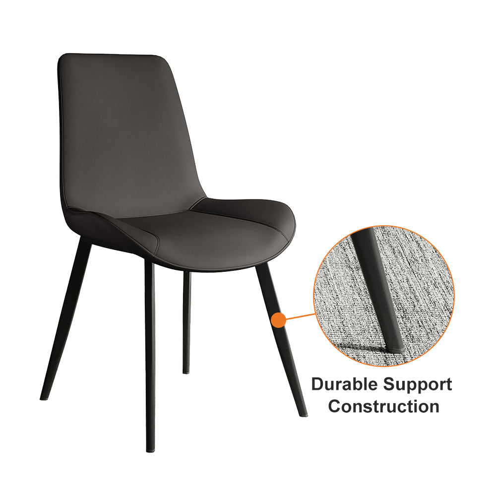 Modern Gray Upholstered Dining Chairs PU Leather Set of 2