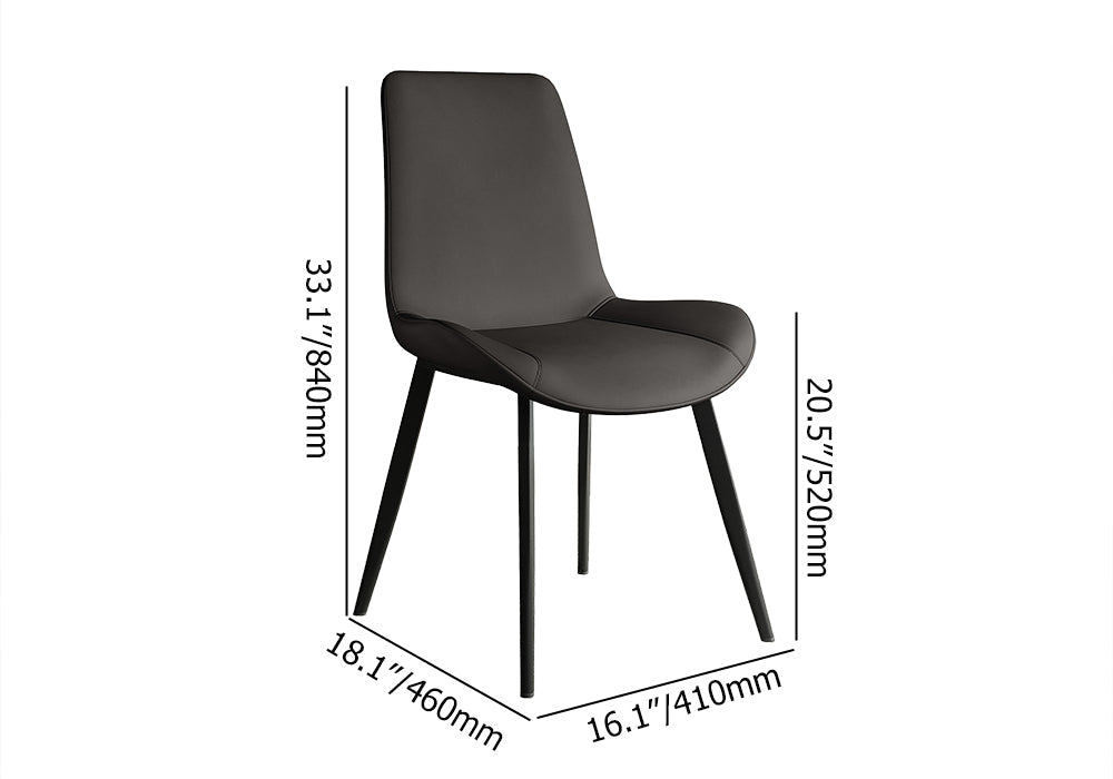 Modern Gray Upholstered Dining Chairs PU Leather Set of 2