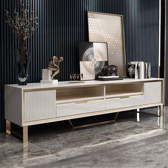 Modern 79" TV Stand Rectangular TV Stand With Drawers With Doors Media Cabinet-Richsoul-Furniture,Living Room Furniture,TV Stands