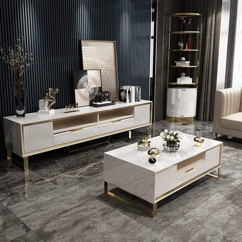 Modern 79" TV Stand Rectangular TV Stand With Drawers With Doors Media Cabinet-Richsoul-Furniture,Living Room Furniture,TV Stands