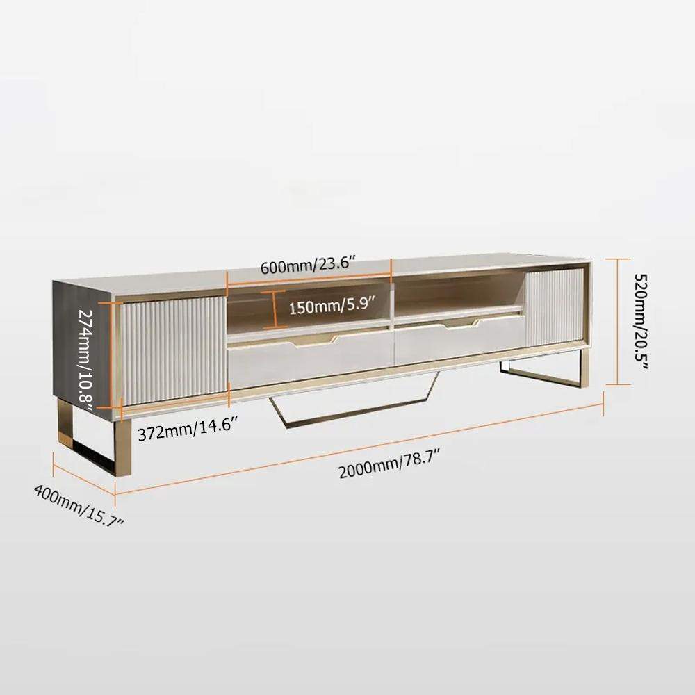 Modern 79" TV Stand Rectangular TV Stand With Drawers With Doors Media Cabinet-Richsoul-Furniture,Living Room Furniture,TV Stands