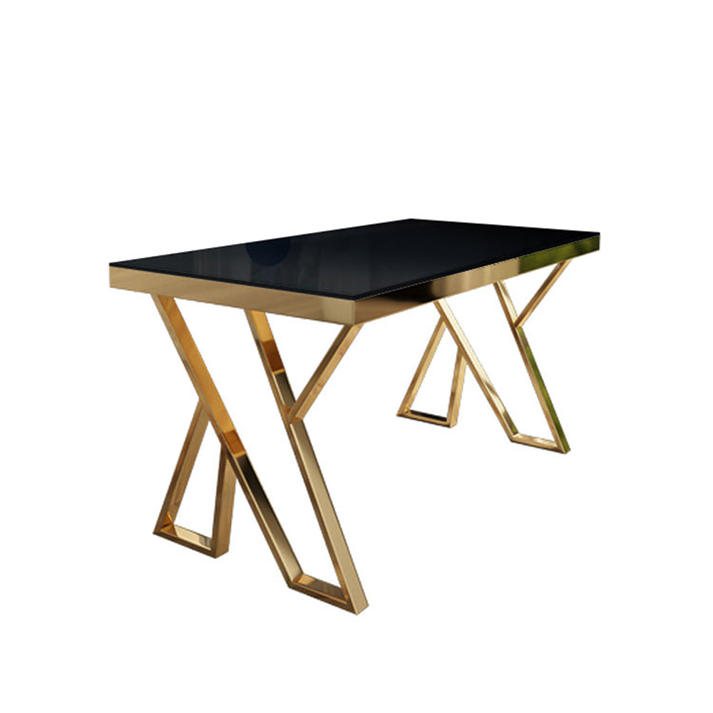 55" Modern Black Rectangle Tempered Glass Dining Table
