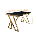55" Modern Black Rectangle Tempered Glass Dining Table
