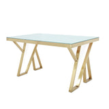 55" Modern Black Rectangle Tempered Glass Dining Table