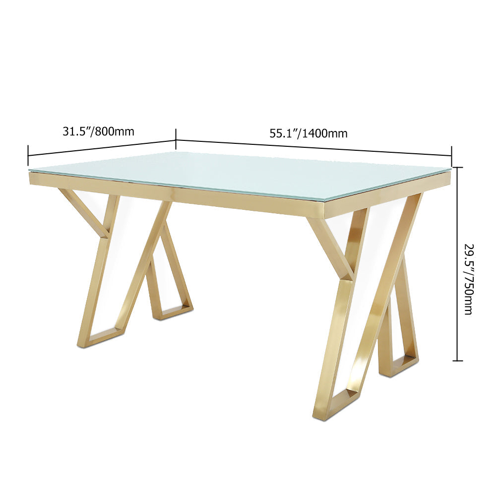 55" Modern Black Rectangle Tempered Glass Dining Table