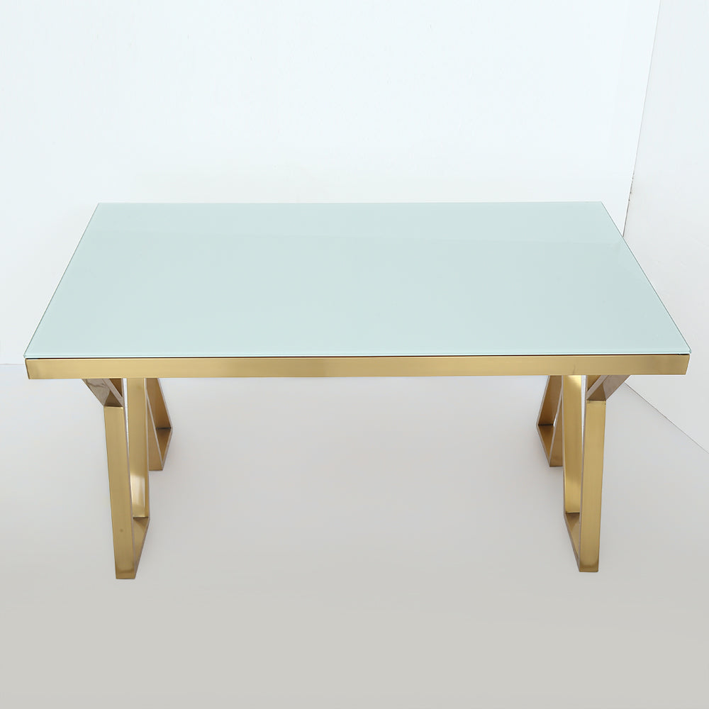 55" Modern Black Rectangle Tempered Glass Dining Table