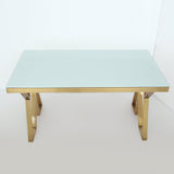 55" Modern Black Rectangle Tempered Glass Dining Table
