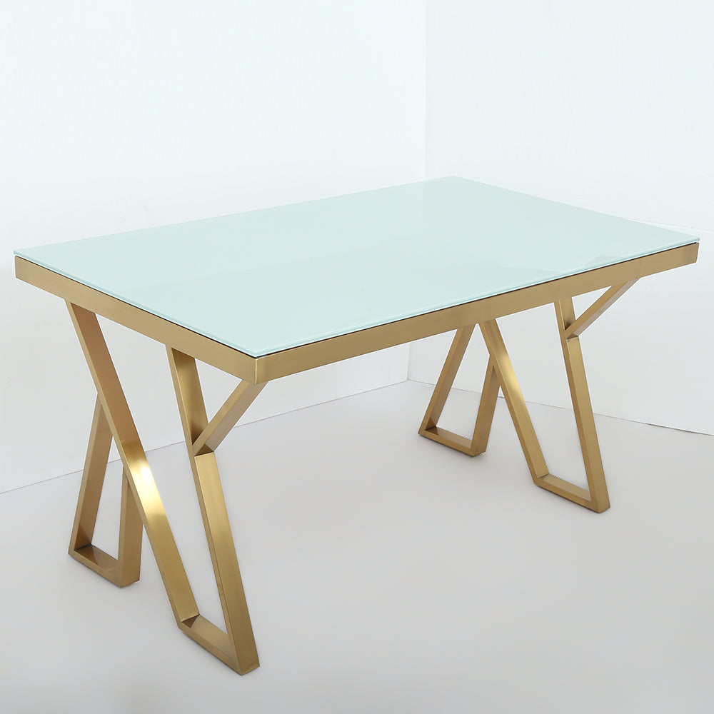 55" Modern Black Rectangle Tempered Glass Dining Table