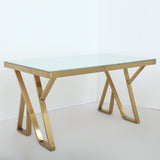 55" Modern Black Rectangle Tempered Glass Dining Table