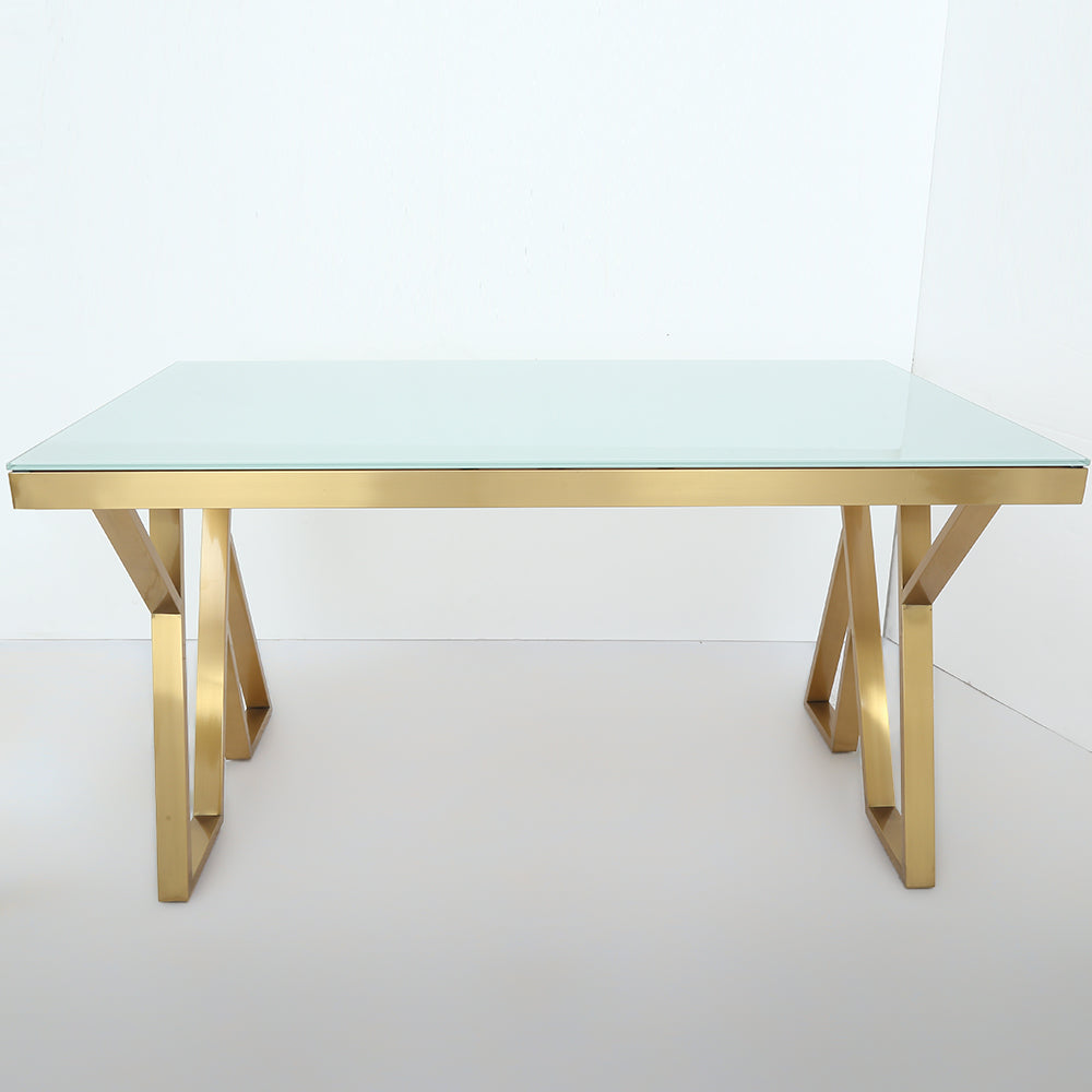 55" Modern Black Rectangle Tempered Glass Dining Table