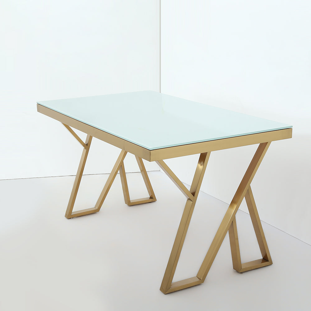 55" Modern Black Rectangle Tempered Glass Dining Table