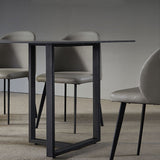63" Rectangle Stone Dining Table Black Dining Table Carbon Steel Base