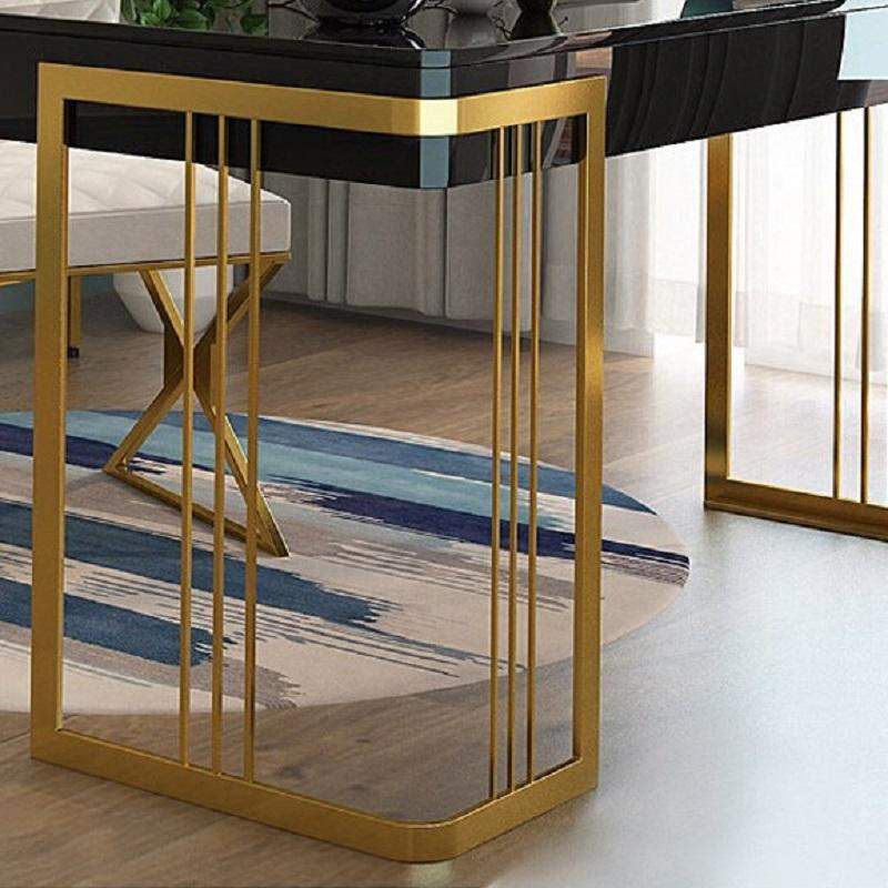 47" Glossy White Writing Desk with Drawer Modern Office Desk Gold Base-Desks,Furniture,Office Furniture