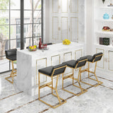 Black PU Leather Bar Stool & Counter Stool Gold Legs with Footrest
