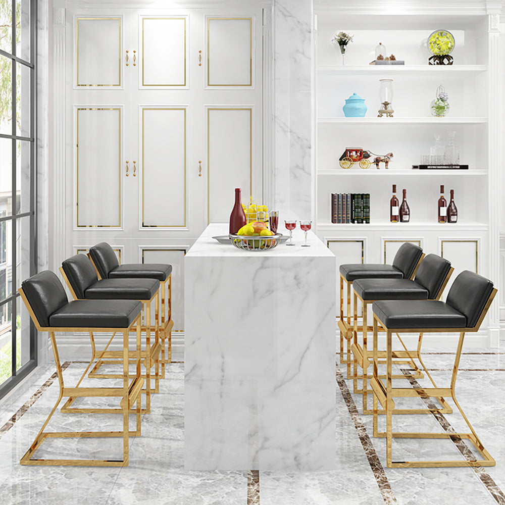 Black PU Leather Bar Stool & Counter Stool Gold Legs with Footrest