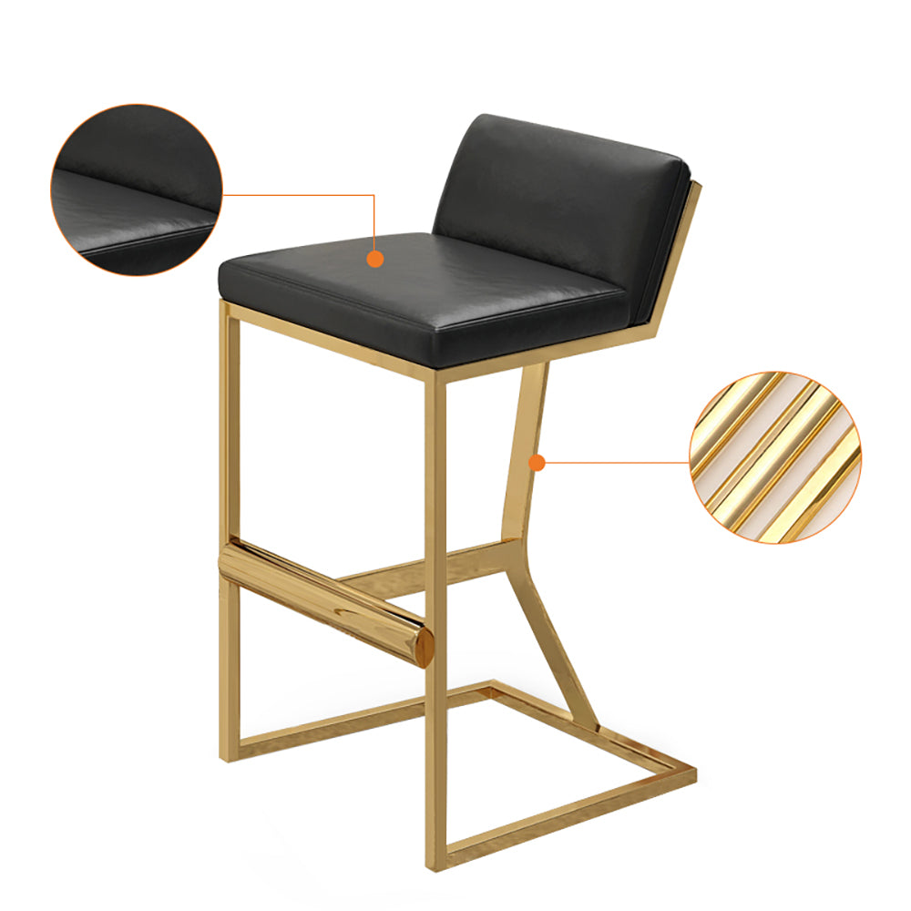 Black PU Leather Bar Stool & Counter Stool Gold Legs with Footrest