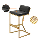 Black PU Leather Bar Stool & Counter Stool Gold Legs with Footrest