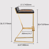 Black PU Leather Bar Stool & Counter Stool Gold Legs with Footrest