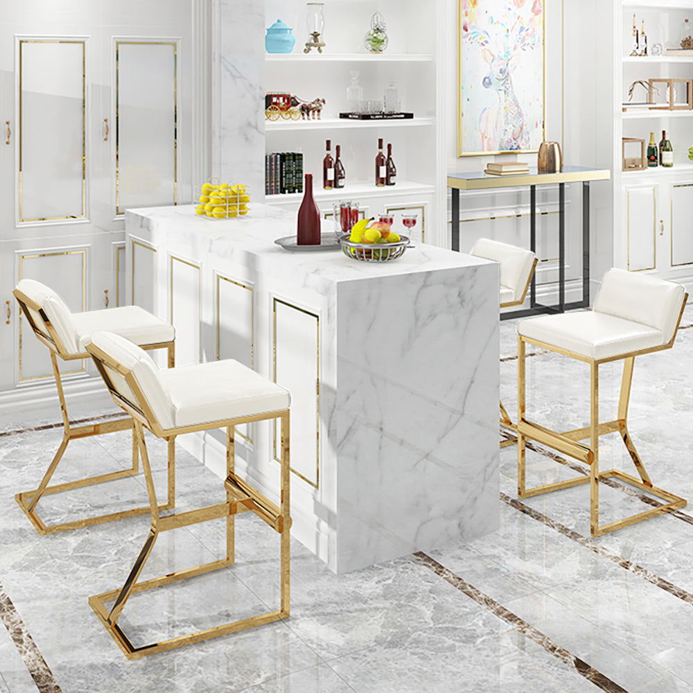 Black PU Leather Bar Stool & Counter Stool Gold Legs with Footrest