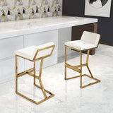 Black PU Leather Bar Stool & Counter Stool Gold Legs with Footrest